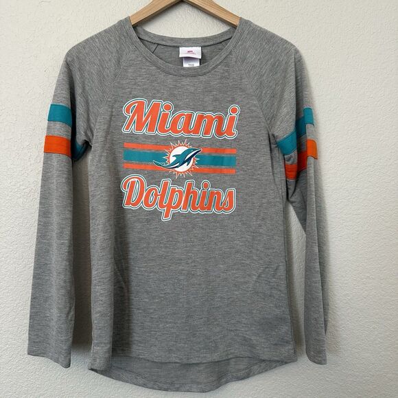 NFL Teen Apparel Crewneck Gray Sweatshirt Dolphins EUC - Picture 1 of 5